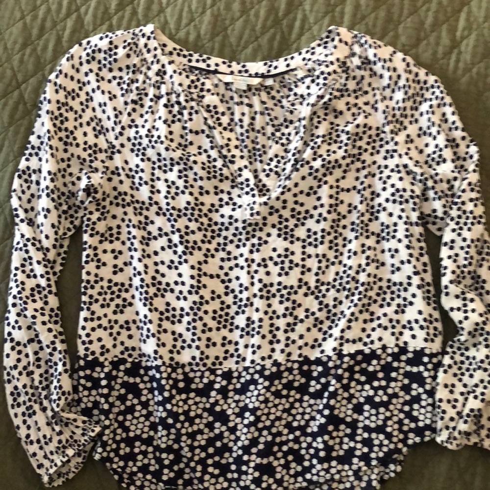Navy & White Cotton Boden Blouse